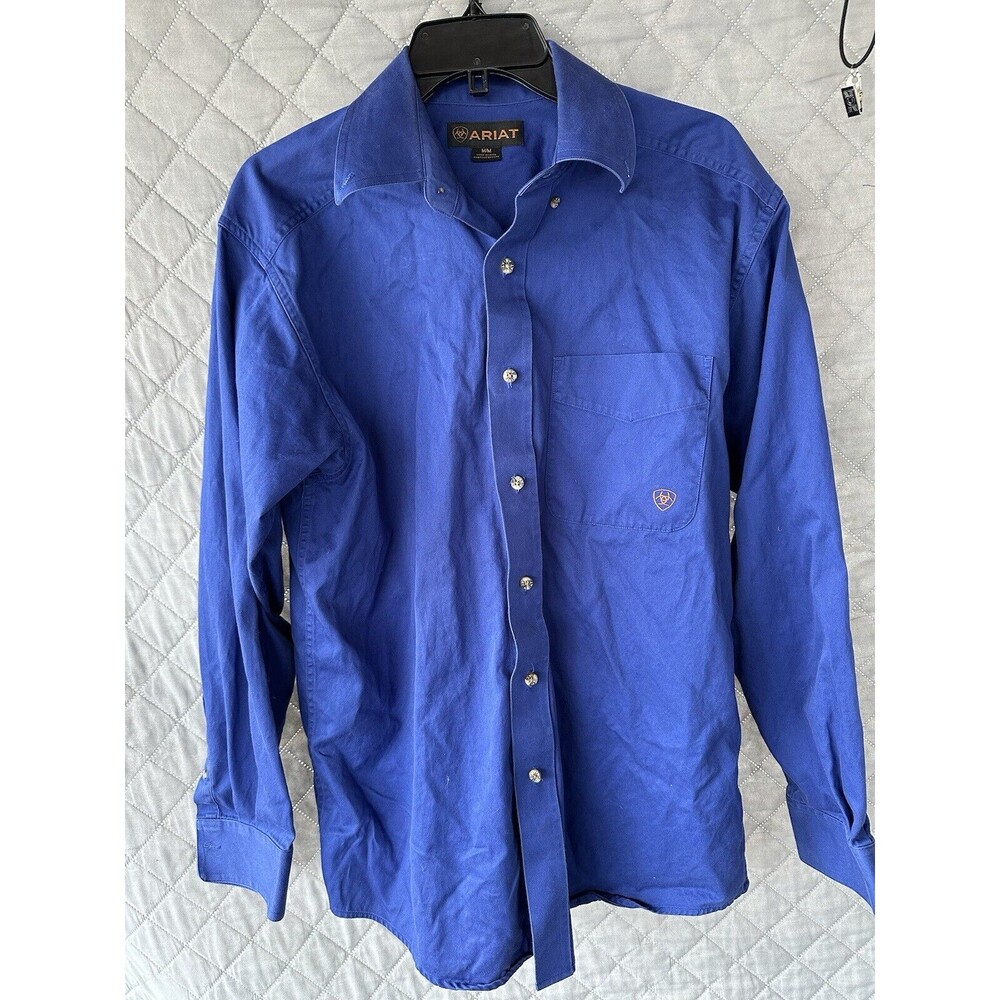 Ariat Pro Series Shirt Mens M Blue Plaid Long Sleeve Button Work Wear